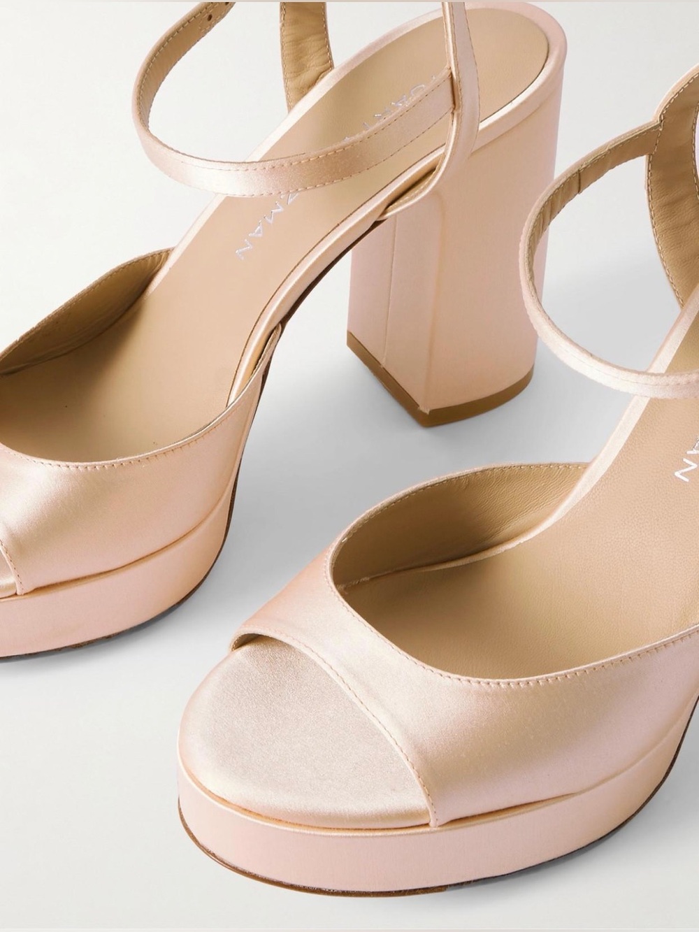 NIB! Stuart Weitzman Blush Satin Platform Sandals